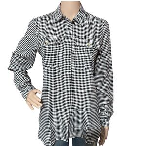 Lauren Ralph Lauren Women's Plus Houndstooth Crepe Shirt Small